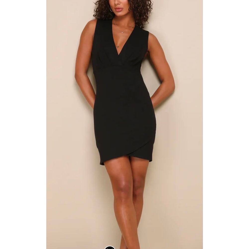Lulus Cocktail Hour Black Sleeveless Tulip Mini Dress Medium